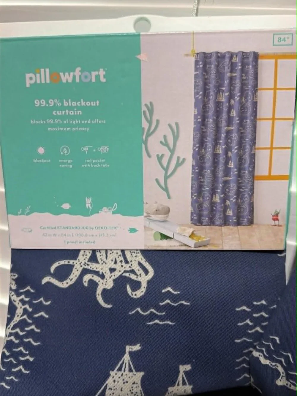 Brand New Pillowfort Treasure Island Blackout Window Curtain Panels, 42”x84”. - Picture 3 of 3